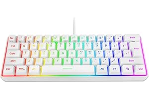 ‎SNPURDIRI Snpurdiri 60% Prozent Gaming Tastatur, Mini Kleine Kabelgebundene Mechanisches Gefühl Keyboard, Tragbare Kompakte RGB-Tastatur für PC, Mac, Office, Gaming (61 Tasten, Weiß)