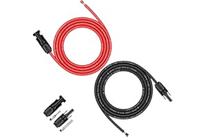 iGreely 6mm² Solar Panel Extension Cable with Female and Male Solar Connector, 6mm² Solar Cable 3m (3m Red + 3m Black)