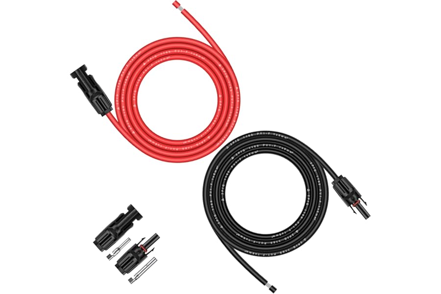 iGreely 6mm² Solar Panel Extension Cable with Female and Male Solar Connector, 6mm² Solar Cable 3m (3m Red + 3m Black)