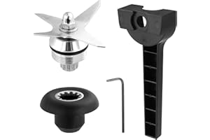 GOSKNOR Ersatzklingen Mixer für Vitamix-Mixer 64oz und 32oz Behälter, Ersatz-Mixerklingenbaugruppe aus Edelstahl und Kunststoff mit Steckschlüsselsatz und Schraubenschlüsseln(Schwarz, Silber)