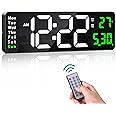 ORIA 16" Digital Wall Clock Large Display, LED Wall Clock with Remote Control, Countdown Large Clock with Date/Time/Temp Display, Adjustable Brightness, 2 Alarms, for Home, Gym, Office