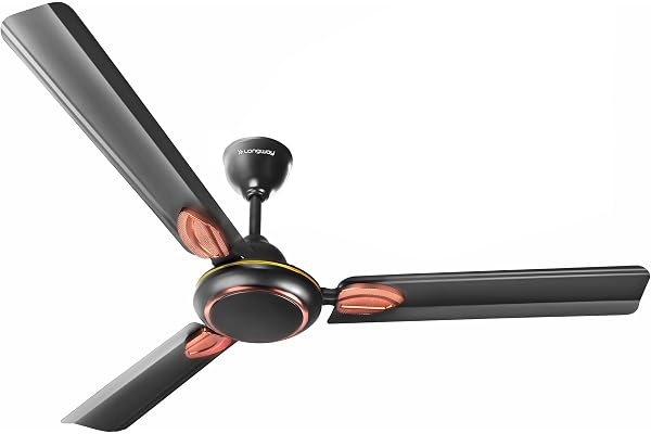 LONGWAY Kiger P1 1200 mm/48 inch Ultra High Speed 3 Blade Anti-Dust Decorative Star Rated Ceiling Fan (Smoked Brown, Pack of 1).