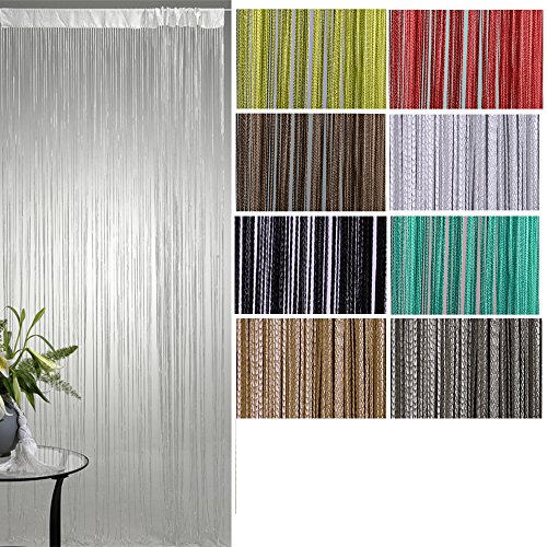 JEMIDI Fadenvorhang Tür Vorhang Gardine Schal Faden Türvorhang Fadengardine in 2 Größen (Grau, 140cm x 250cm) - 3