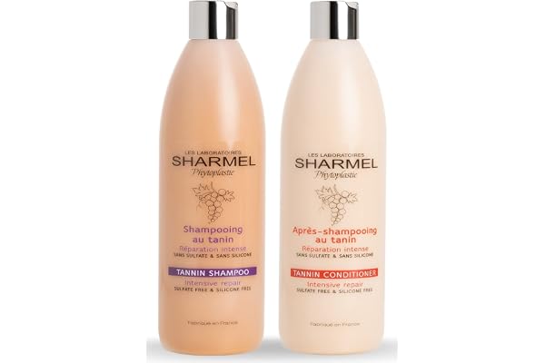 Kit Duo Sans Sulfate - Sans silicone - Kit Shampoing et Soin Au Tanin Pour Lissage Brésilien et Au Tanin (1 litre x 2) - Fabriqué En France