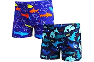 imKutie Boys Swimming Shorts, 2 Pack Baby Boys Cute Shark Dinosaur Casual Swimming Trunks Kids Swimsuit Beach Holiday Swim Board Shorts Age 1-9 Years