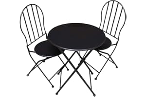PrimoLiving Set Bistro 3 pezzi Tavolo da Giardino con Due Sedie in Metallo P-12536 Marrone Scuro