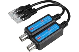 Vbestlife 1 Par de Transmisores Coaxial,Alta Velocidad 10 / 100Mbps, 1CH IP pasiva Extensor de Red de Distancia hasta 220M para Cámara NVR IP