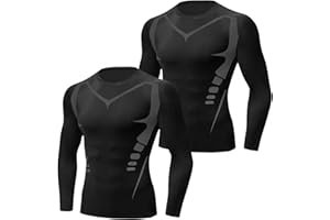 Terecey Męskie topy kompresyjne z długim rękawem, szybkoschnący top do biegania, oddychające topy na siłownię dla mężczyzn, wygodna koszulka sportowa do biegania, siłowni, treningu, fitnessu,