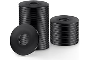 Coco Berming 30 Piezas Arandelas M6 Negras, Arandeles Negras, Arandela de Carrocería Negre para Conexiones Eléctricas, Reparaciones Domésticas y Automóviles, Equipos Mecánicos (M6, 18mm x 1.5mm)