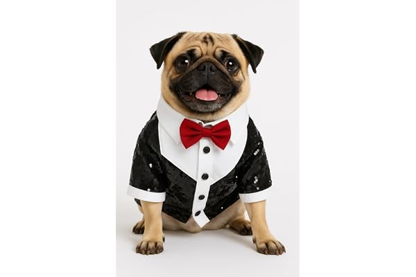 Bhumi Enterprises Dog Tuxedo - Glitter Black Dog Dress for Parties (18)