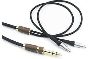 HANSNBY 6N OCC rame placcato argento cavo audio compatibile con Sennheiser HD800, HD800S, HD820 cuffie con 3,5 mm maschio e 6,3 mm adattatore guscio in legno di noce
