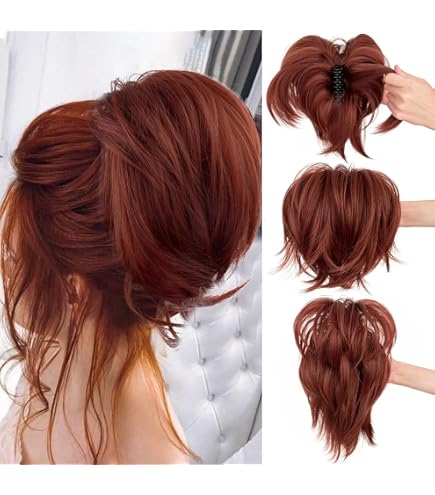 Chouchou Postiche Pour Chignon - Cheveux Synthétiques Bouclés Châtain Doré Cuivré, Neuf Avec étiquettes