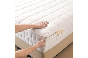 AQIGR Coprimaterasso Matrimoniale Trapuntato di Tessuto 140x200 180x200, Morbido Copri Materasso Matrimoniale Singolo con Cerniera Traspirante, Lavabile(White,140x200+20cm)