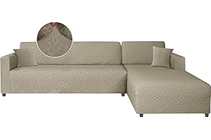 Ystyle Copridivano 3 Posti Con Penisola A Sinistra Destra, Elasticizzato Copridivano Angolare, Copridivano Chaise Longue, Copri Divano A L (3 Posti+3 Posti, Khaki)