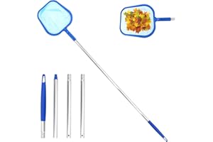 KFETFE Kescher Teich, Kescher Pool mit Teleskopstange, 161cm Lang Poolkescher Feinmaschig, Teichkescher Feinmaschig, Kescher Fein, Bodenkescher, Laubkescher Pool