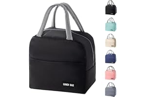 SUOXU Insulated Lunch Bag for Men Women Kids Cool Bag- Reusable Thermal Food Bag with Leak-Proof Liner, Cooler Tote for Work, School, Picnic & Travel (5L-Black)