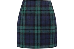 Minetom Damen Kariert Röcke Büro Rock Bleistift Figurbetont Minirock Mit Plaid A Linie Hohe Taille Herbstrock Herbst Kurze Freizeitrock Bleistiftrock Arbeitsrock