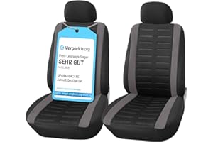 Upgrade4cars Coprisedili Auto Grigio Nero Anteriore Universali | Set Copri-Sedile Universale per Guidatore e Passeggero | Accessori Auto Interno