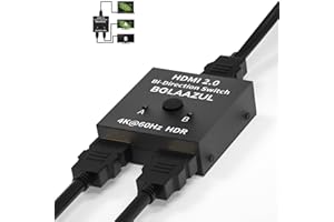 BOLAAZUL Divisor HDMI 4K 60Hz, interruptor HDMI bidireccional, divisor HDMI manual 1 en 2 salidas, caja de conmutación HDMI 2.0 2 en 1 salida HDMI expansor de 2 puertos compatible con 4K 3D HD 1080P para PS4