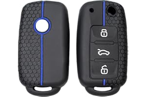 Batheidon Coque clé pour VW, Coque clé pour Volkswagen, Protege Clef pour Volkswagen, Protection clé pour VW, Porte clé pour Volkswagen Golf 5, Golf 4, Protection Durable et Élégante (Schwarze Blaue)