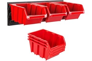 ‎BOTLE Lagersystem Wandregal 390 x 130 mm | 3 stck. Box | Stapelboxen Schüttenregal Sichtlagerkästen | Extra Starke Wandplatten | Regal Erweiterbar | Werkstattregal Lagerregal Werkstattwandregal Steckregal
