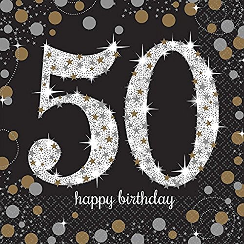 Komplette FesteFeiern® Dekoration zum 50. Geburtstag | Geburtstags Deko 50 | 31 Teile gold schwarz silber mit Luftballon | Party Deko Set happy birthday 50 - 5