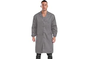 Sxiwei Arbeitskittel Herren Lang Arbeitsmantel V-Ausschnitt Langarm Widerstandsfähiger Arbeitsjacke Berufsmantel Arbeits Kittel für Handwerker