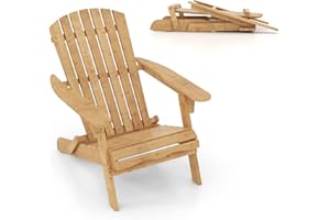 ‎COSTWAY COSTWAY Klappbarer Adirondack Stuhl, Gartenstuhl aus Bambus, Gartensessel mit hoher Rückenlehne, Outdoor-Stuhl für Garten, Pool, Balkon