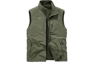 Vivikivi Fleece Gilet For Men, Men's Waterproof Warm Sleeveless Jacket with Pockets, Winter Outerwear Vest Reversible Body Warmer for Work Fishing Photography Outdoor Sport