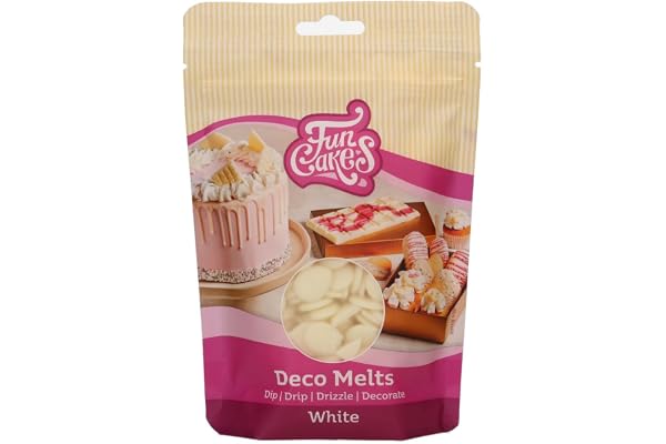 FunCakes Deco Melts vit – dyka, droppa, doppa och dekorera! Smält i mikrovågsugnen och häll i alla former, 250 g