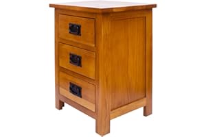 AERATI OAK Bedside Table Cabinet Bedside Chest of Drawers 3 Drawer Bedside Cupboard 56 cm Already Assembled Rustic