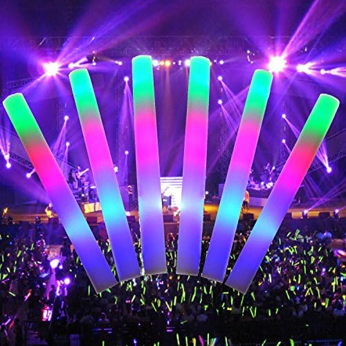 30 Pcs LED Foam Glow Stick Multi-color Flight Up Baton with 3 Modes Flashing for Party Birthday Concert Festival
