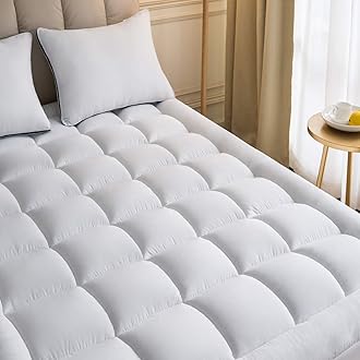 Niagara Sleep Solution Polyester Mattress Pad Topper Twin 39x75 Inches Quilted Plush Down Alternative Pillow Top Fitted Skirt Protector Reviver Enhancer Deep Pocket Fits 8-20 , 21 Inch White Bed Cover