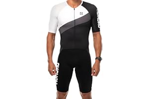 NUNOMO Homme Pro Trifonction Manches Courtes Sports de Plein Air Vêtements de Triathlon, pour Course À Pied, Natation, Cyclisme Body