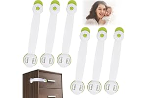 Vicloon Child Safety Cupboard Locks, 6 Pcs Baby Proof Locks No Screws with 3M Adhesive Stick On Cabinets, Children Proof Latches for Kitchen, Drawer, Closet, Refrigerator (Green)