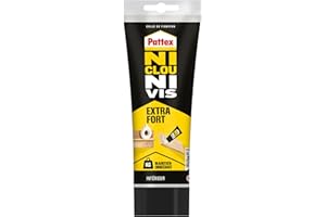 Pattex Ni Clou Ni Vis Extra Fort (tube de 260 g) – Colle de fixation à maintien immédiat – Colle rapide pour usage intérieur