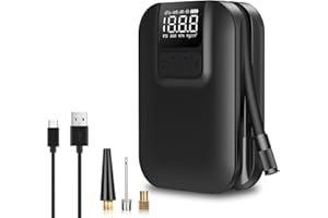 ‎DEYOOXI Deyooxi Elektrische Luftpumpe,5000 mAh Wiederaufladbarer Mini Mobiler Akku Kompressor,Tragbarer Fahrradpumpe Elektrisch mit LCD Display und LED Licht,Luftkompressor für Auto,Fahrrad, Motorrad,Ball,usw