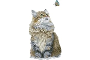 CUKOL CUKOL Cukol Kit Punto Croce Prestampato Gatto e Farfalla, Ricami Disegni Punto Croce Kit da Ricamare Quadri per Bambini Principianti, Set Kit Ricamo Punto Croce Schemi Completo Stampato Stampati Prestampati