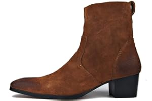 OSSTONE Stivaletto da uomo Chukka in pelle Stivaletti firmati Scarpe casual tacco Chelsea Stivali OS-JY002-Brown-IT