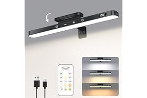 ‎WILLED WILLED Bildbeleuchtung Kabellos, 5W Bilderleuchte Akku mit Fernbedienung, Bilderlampe mit 3 Farbtemperaturen, Bild Beleuchtung Wand Kabellos, Dimmbar Led Dart Beleuchtung mit Timer, Schwarz