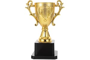 CLISPEED Trophy Cup Golden Football Trophy Mini Awards, Plastic Small Trophy for Spring Festival Carnival Sports Football Basketball Rugby Competitions Winning Prizes (14.3cm/ 5.6inch)