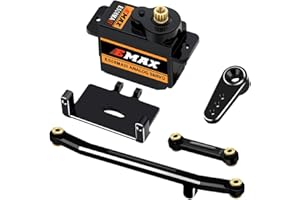 EPINON for AXIAL SCX24 Servo Metal Gear EMAX Servo Steering Servo with Servo Mount Bracket and Arm and Steering Link Set SCX24 Upgrade Parts (Black)