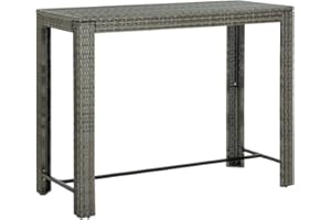 vidaXL Table de Bar de Jardin Table de Patio Table de Terrasse Meuble de Jardin Extérieur Cuisine Arrière-Cour Gris 140,5x60,5x110,5 cm Résine Tressée