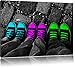 Produktbild Türkis, pink, neon grüne Chucks black and white, Black Background schwarz/weiß Format: 100x70 auf Leinwand, XXL riesige Bilder fertig gerahmt mit Keilrahmen, Kunstdruck auf Wandbild mit Rahmen, günstiger als Gemälde oder Ölbild, kein Poster oder Plakat