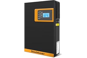 Starkbaer Inversor Solar Hibrido 24v a 230v 3500w, Cargador Solar MPPT 100A, Onda Pura Off-Grid Cargador de Prioridad de Red Regulador for Híbrida, Utilidad, Solar(Compatible Módulo WiFi) (3500W24V)