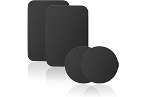 UMIKEL Lot de 4 plaques métalliques pour support de téléphone magnétique, disque de rechange universel en métal avec adhésif puissant pour tous les supports magnétiques de téléphone de voiture et