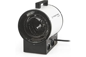 TROTEC Grzejnik budowlany TDS 30 R – Moc grzewcza 2,5 kW / 5 kW – Nagrzewnica elektryczna Objętość powietrza 580 m³/h – Termowentylator do dużych pomieszczeń