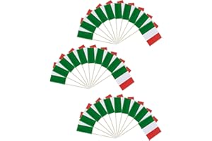 FUGLUS 100 Pièces Drapeau Italien Cure-Dents, Cocktail Stick Drapeaux Mini Drapeau Cupcake Toppers Stick pour Fête Nourriture Cake Vaisselle Fête Décoration Fruits Pub