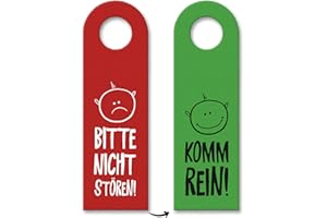 trendaffe - Nicht stören oder Komm rein Türhänger mit Gesichtern in Rot-Grün Besuch Gast Tür