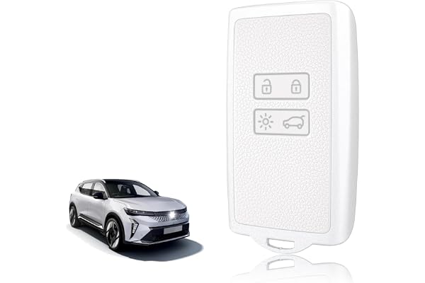 TOOMUME Coque Clé Silicone, Etui Clé Étui Clé Adapté pour Renault Captur Clio Kadjar Megane Arkana Austral Zoe Scenic Talisman Dacia Duster, Couvre Clef Bord Doré & Argenté Texture Cuir